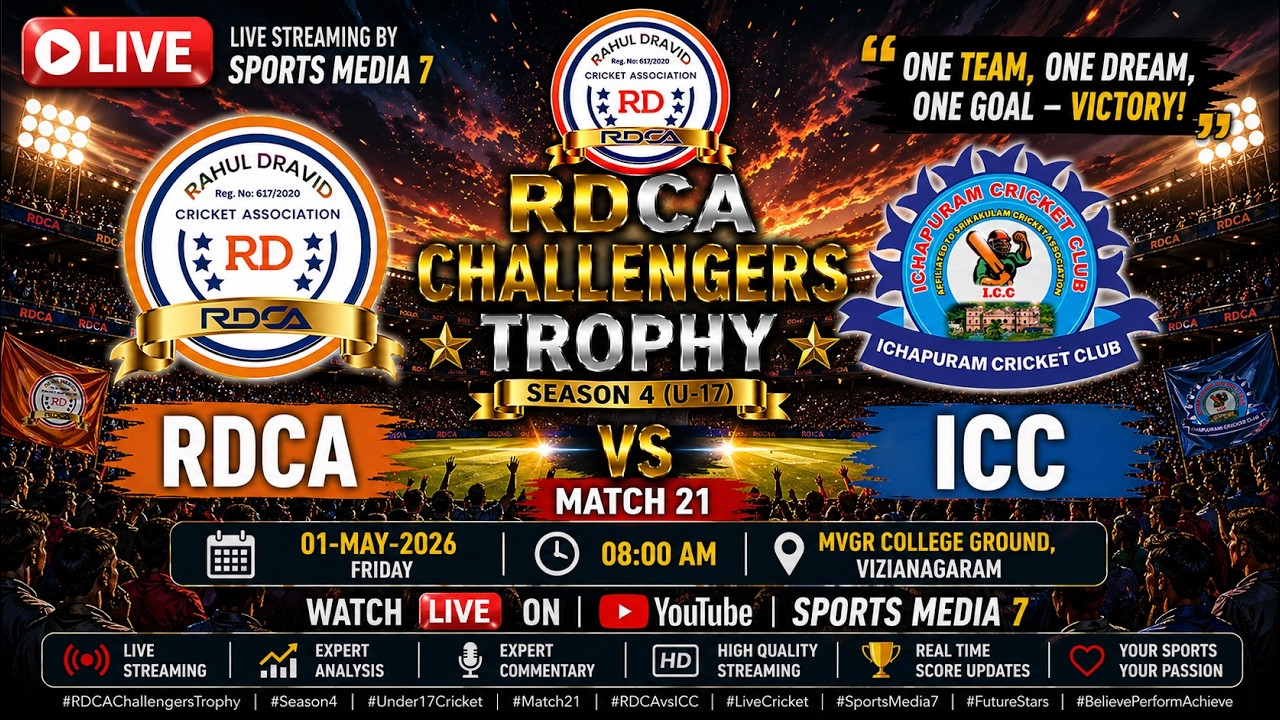 Rdca LIVE: RDCA vs ICC | RDCA Challengers Trophy Season 4 U-17 | Match 21 ...