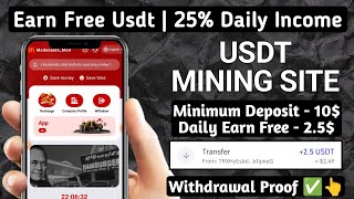 New Usdt Earning Site  Usd Mining Site 2024 Best Investment  Usdt Earning Website 716