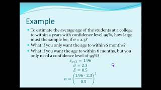 7-1 Confidence Intervals and Sample Size part 3