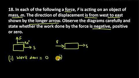18.  In each of the following a force, F is acting on an object of mass, m  The direction of displac