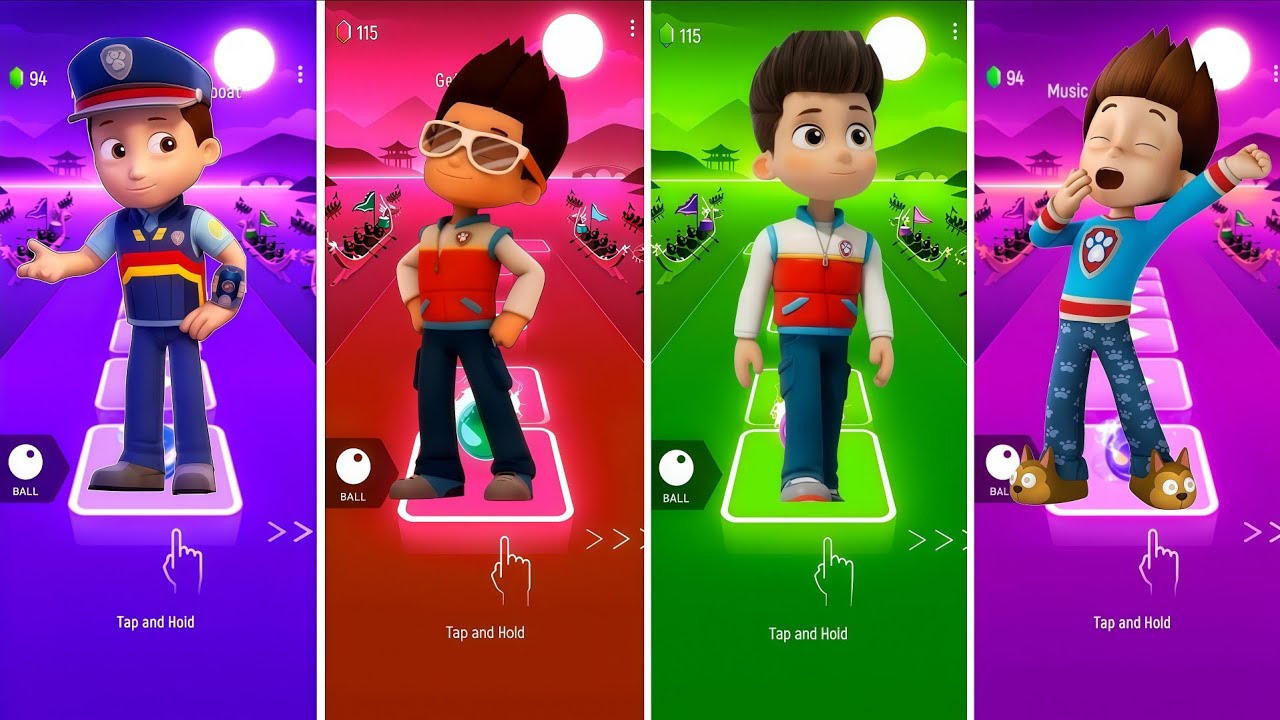Paw Patrol Ryder VS Marshall VS Rubble Paw Patrol VS Paw Patrol - Tiles Hop EDM Rush