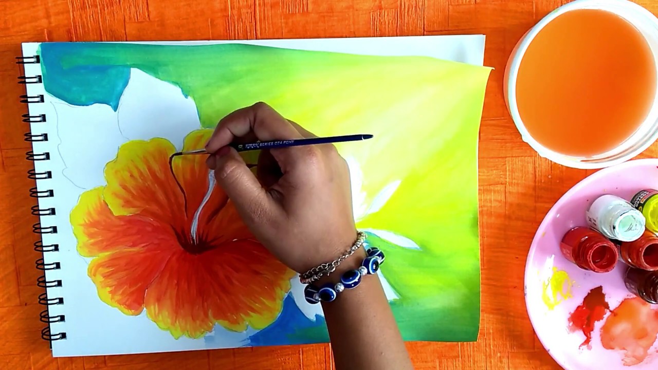 How to Paint Hibiscus flower/Step By Step realistic flower tutorial for