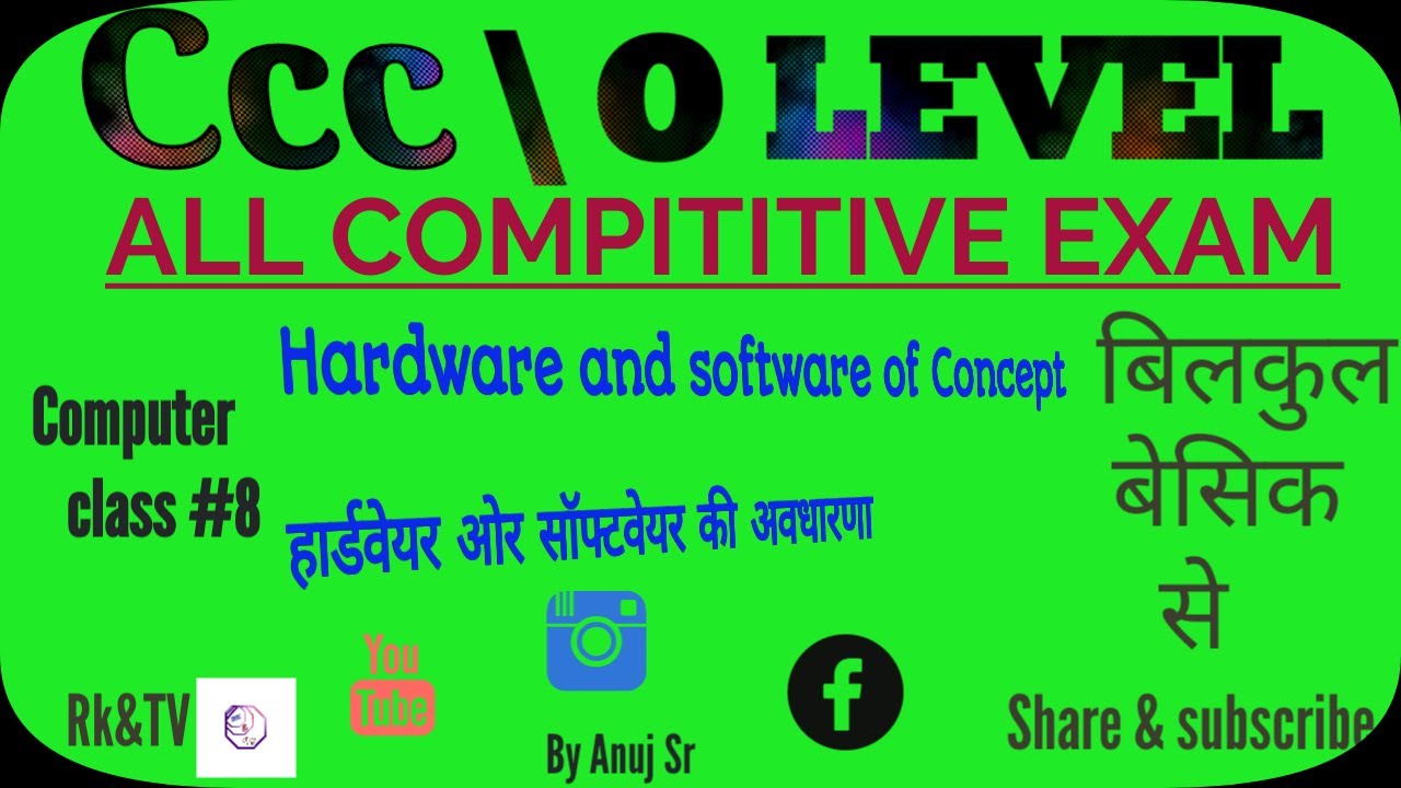 CCC / O LEVEL/OTHERS COMPUTER EXAMS Class 8 हार्डवेयर ओर सॉफ्टवेयर