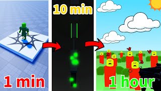 I made a Roblox game in 1 minute 10 minutes and a hour!