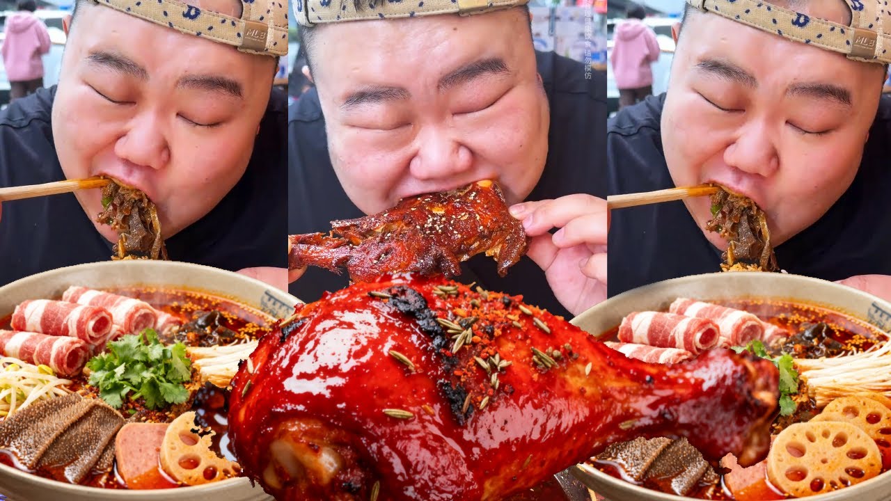 【大胃王挑戰】挑戰吃重慶爆辣冒菜！毛肚裹滿紅油辣的流汗，炸雞腿外酥裡嫩一口掉渣｜Food Challenge【櫻木花胖】