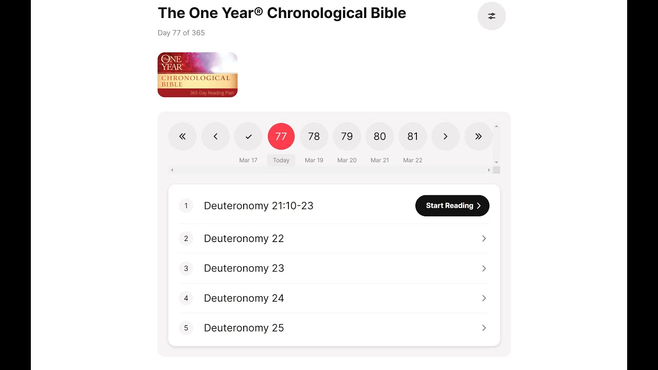 1 Year Bible Plan - Day 77 - YouTube