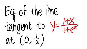 Calculus 1, equation of the tangent line to y=(1+x)/(1+e^x) at (0, 1/2). (Quotient rule derivative)