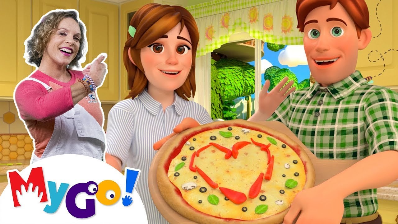 JJ 💗LOVES💗 PIZZA Nursery Rhymes & Kids Songs MyGo! Sign