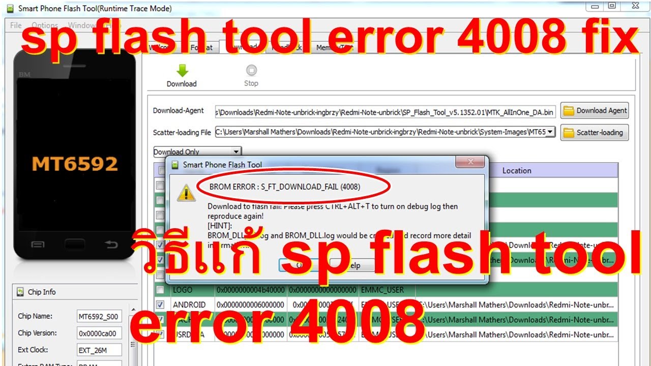 How To Fix Sp Flash Tool Error 4008 Oppo R1001 Test 100 Youtube