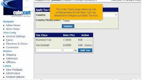 How to configure sales tax in CubeCart - CubeCart Video Tutorials