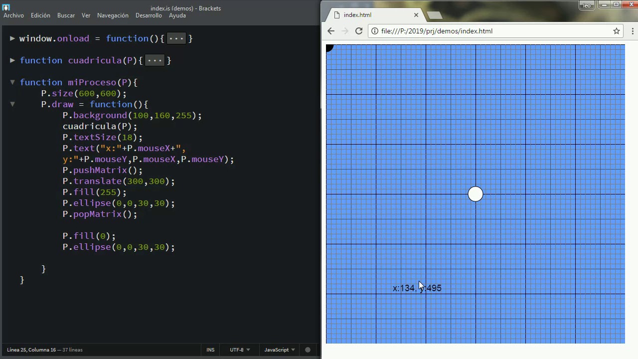 Processing js 04: Coordenadas del Raton - YouTube