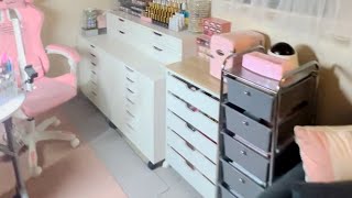 UPDATED nail room tour!! Get in here‼️😍 Storage-organization-nail products-highly requested!