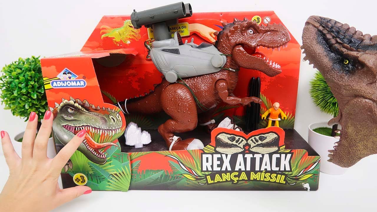 Dinossauro REX Attack com Lança Míssil, Luzes e Som - Adijomar