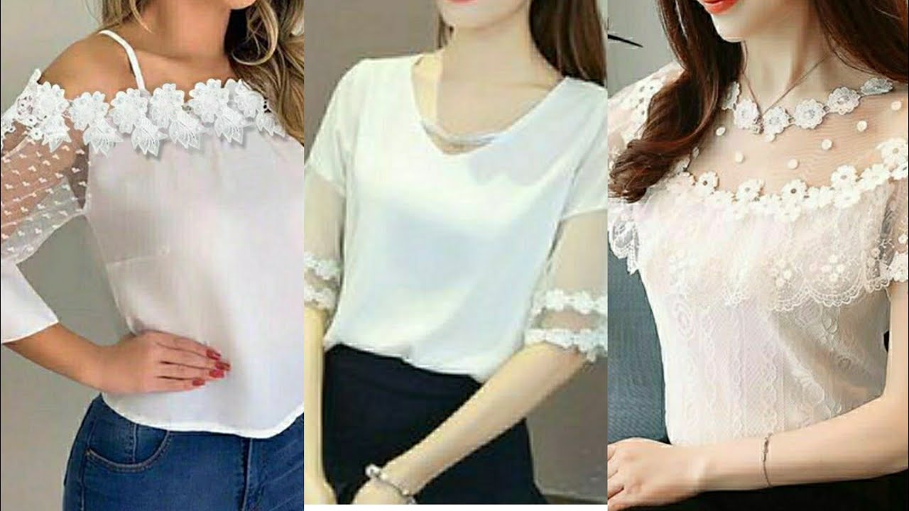 White colour top designs idea #Awesome designs stylish Embroidered white  tops 2020 ideas - YouTube