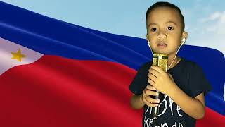 The Philippine National Anthem in 3 Different Languages by a 5year old kid(Spanish,Eng,Fil)
