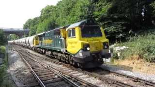 70003 working a cement tank train passing Reading West 12/07/2013.