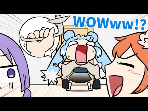This kobo too strong!? the doorknob was scared at that time...! | hololive animation