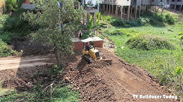 Step2 - Project !! KUMATSU D20P Push to Fill the soil in the Pond behind the House