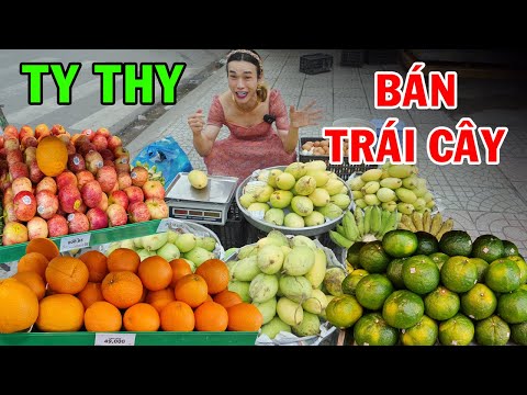 Ty Thy bán trái cây xoài, chuối - Ty Thy Vlog Gỏi đu đủ.