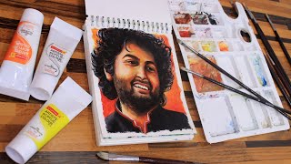 Arijit singh portrait painting with acrylic color | Art book #2 | Acrylic drawing painting tutorial