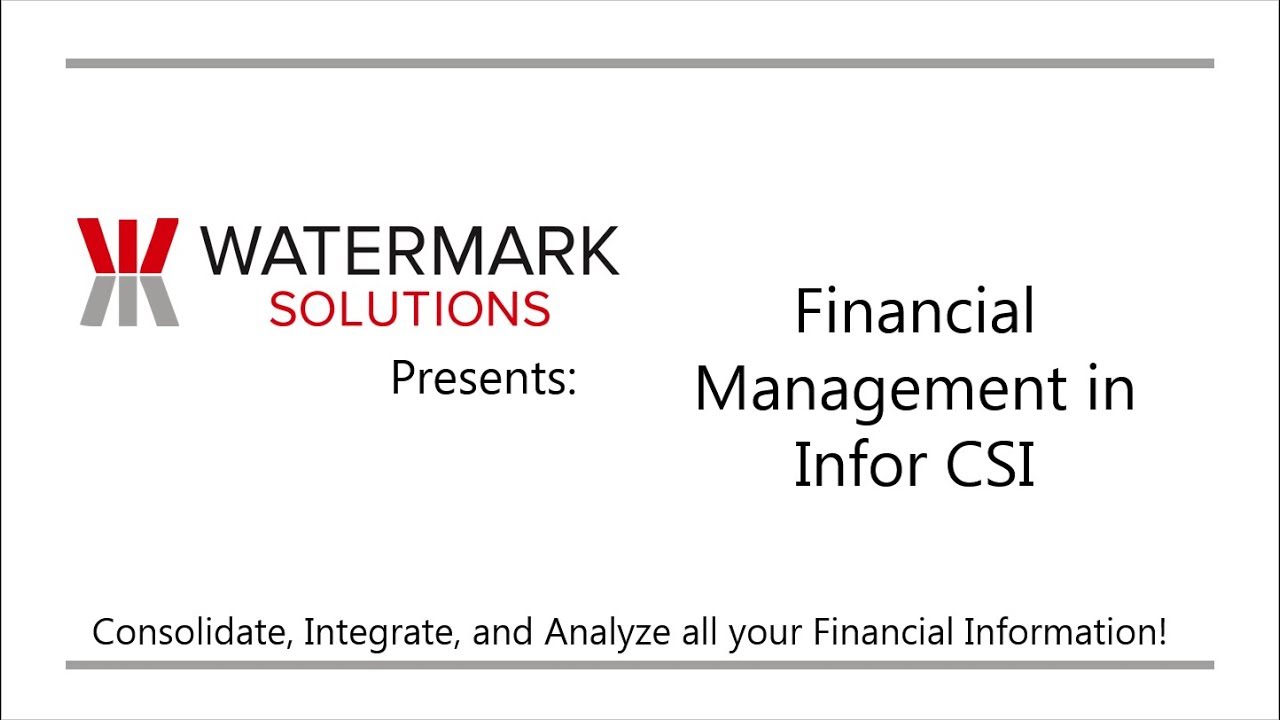 CSI SyteLine Financial Management YouTube