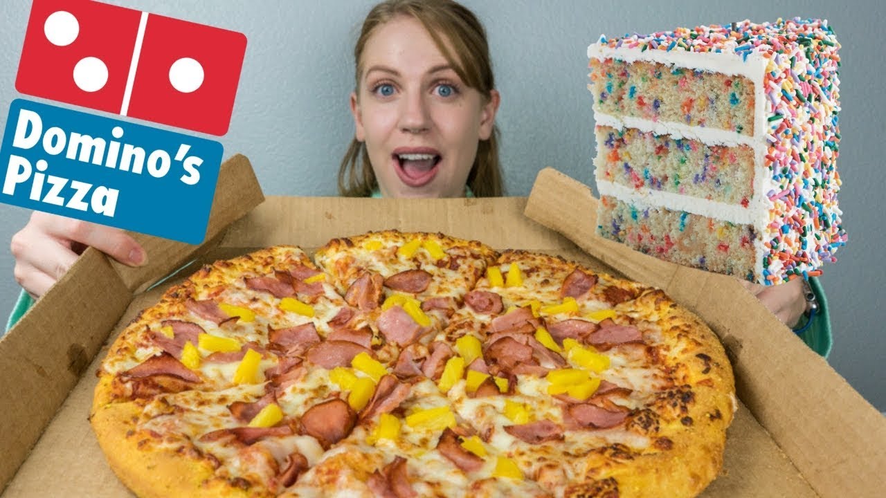 DOMINOS PIZZA AND CAKE MUKBANG | EATING SHOW - YouTube