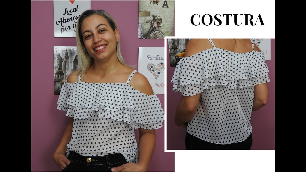 COSTURANDO BLUSA DE ALCINHA COM BABADO NO DECOTE