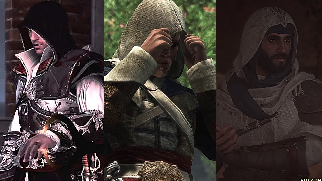 Assassin's Creed - Все сцены с костюмами ассасинов (при участии AC Mirage)