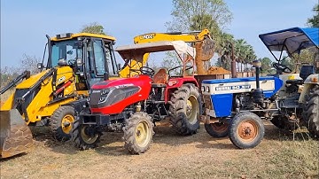 Jcb 3dx Eco Backhoe Loader Machine Loading Red Mud In Mahindra and Swaraj Tractors | Jcb and Tractor