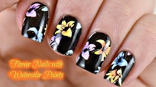 Flower Nails with Watercolor Paints?? Collaboration with Sam and Polished Panther
