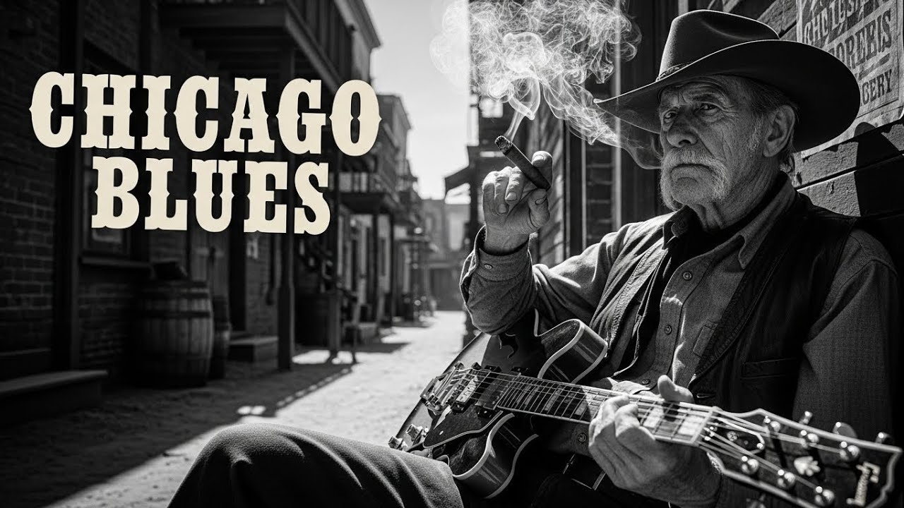 Chicago Blues Guitar Night Flow Smooth Vintage Riffs Urban Groove for Relaxation