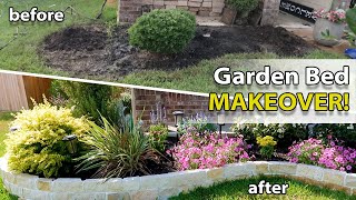 Front Yard Garden Bed Makeover! Raised Stone Flower Bed Transformation from Start to Finish!