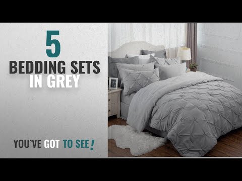 top-10-bedding-sets-in-grey-[2018]:-6-piece-comforter-set-twin-size-(68"x88")-solid-grey-pinch-pleat