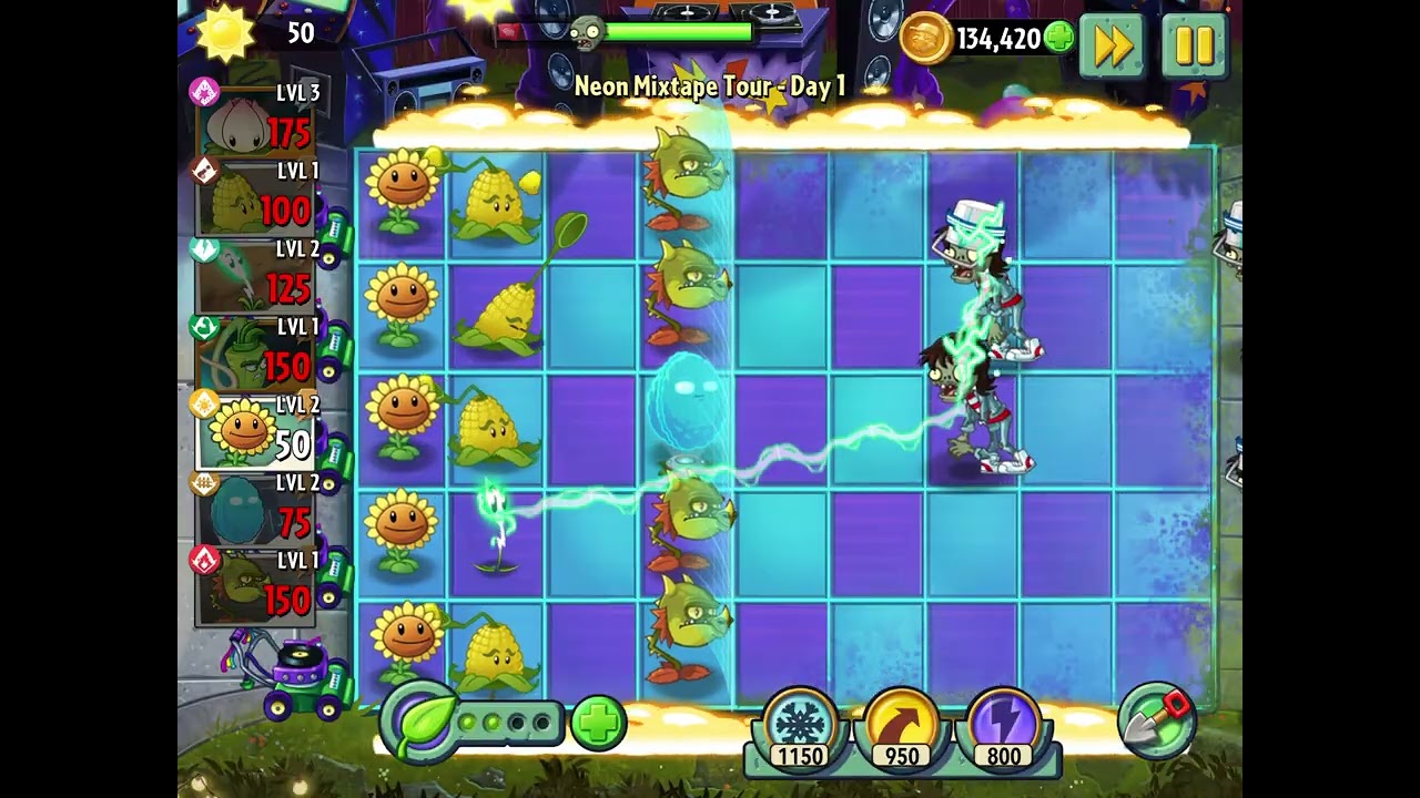 Neon mixtape tour level 1 #pvz2 #pvzmobile #pvzgameplay 