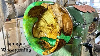 Woodturning - The Green and Gold Charity Bowl