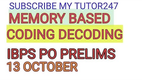 coding Decoding || Memory Based || IBPS PO prelims || shift 1