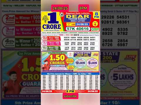 Nagaland Lottery Result Today 8pm 24 08 2025 Morning Nagaland State Lottery Result Pdf 
