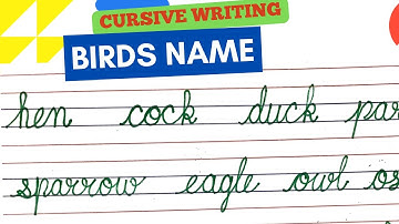 Birds Name in Cursive Handwriting | How to Write Cursive Handwriting | Birds Name@starclasses3172