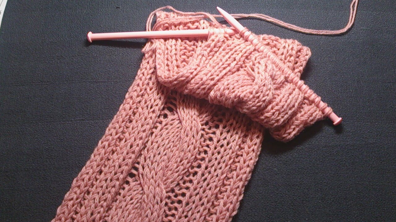 棒針編み 基本 縄編みマフラーの編み方 Youtube