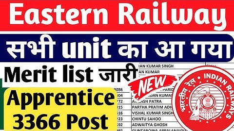 Eastern Railway Kolkata Apprentice Liluah, Howrah, Malda, Jamalpur, Asansol merit list 2020-21