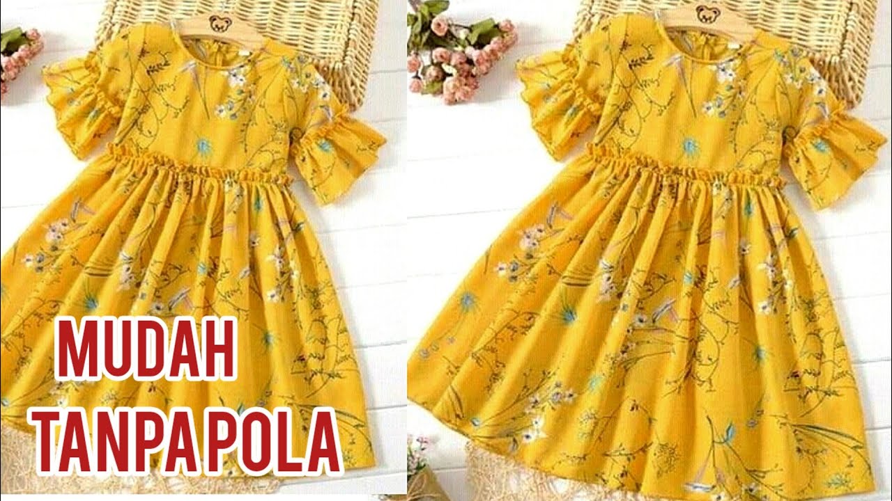 Baby frock cutting and stitching//Cara menjahit baju anak perempuan TANPA POLA untuk penjahit pemula