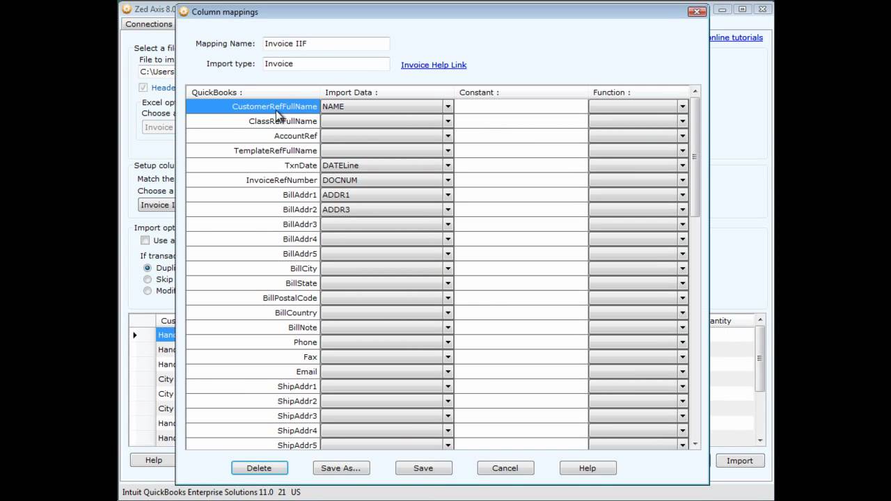 quickbooks import credit card transactions iif