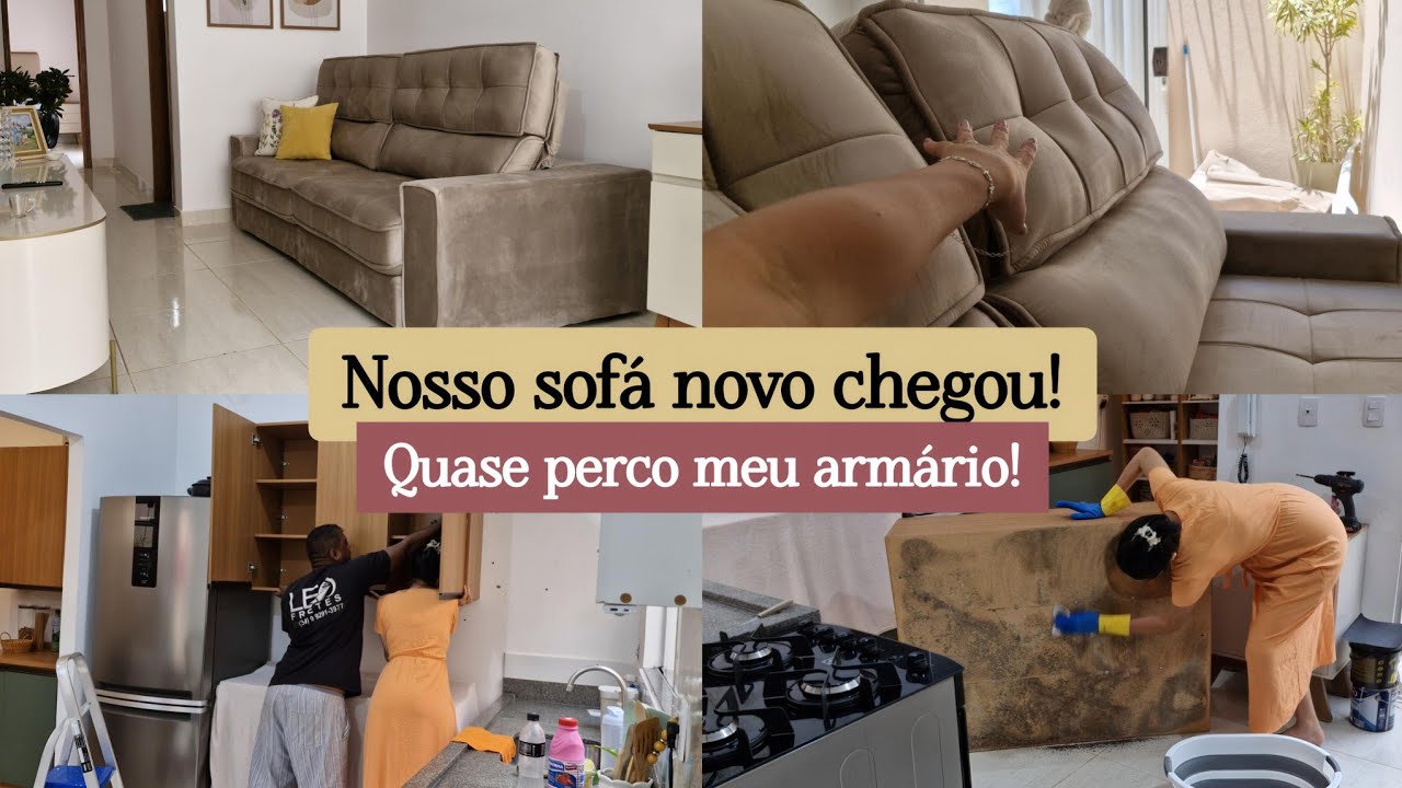 NOSSO SOFÁ NOVO CHEGOU✨️Foi muito difícil ver a condição que estava meus armários/Tudo fora do lugar