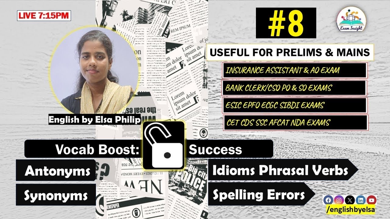 Master Vocabulary for NIACL Assistant Prelim Exam | English Preparation by Elsa Philip
