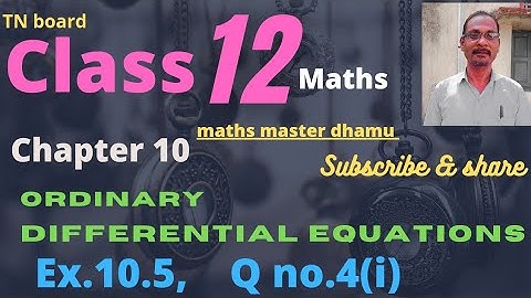 Class 12|Maths|Ex.10.5|Q.no 4(i)|Chpt-10|Ordinary differential equations|@mathsmasterdhamu9158