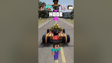 NOOB vs PRO vs HACKER vs HEROBRINE Car Jump Challenge! 😂 🚗 #shorts #beamngdrive