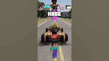 NOOB vs PRO vs HACKER vs HEROBRINE Car Jump Challenge! 😂 🚗 #shorts #beamngdrive