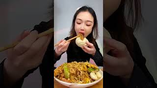 Mukbang | Eat Challenger | Noodles Fried Eggs With Dumplings Yummy | Asmr Mukbang