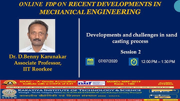 Day-1(2) One week FDP on ONLINE  FDP  ON RECENT DEVELOPMENTS IN MECHANICAL ENGINEERING