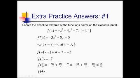 Extreme Values of Functions: Problem Set #5